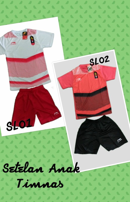 Setelan badminton batminton bulutangkis lining timnas anak junior