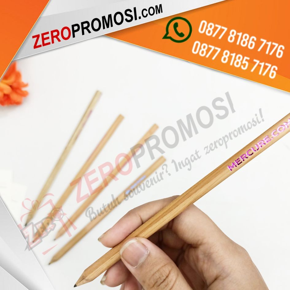 Pensil Hotel Kayu Segitiga Natural Custom Logo Untuk Souvenir