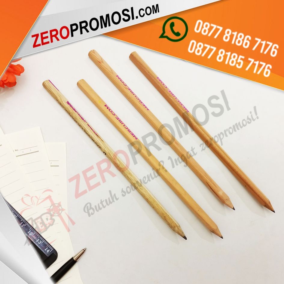 Pensil Hotel Kayu Segitiga Natural Custom Logo Untuk Souvenir