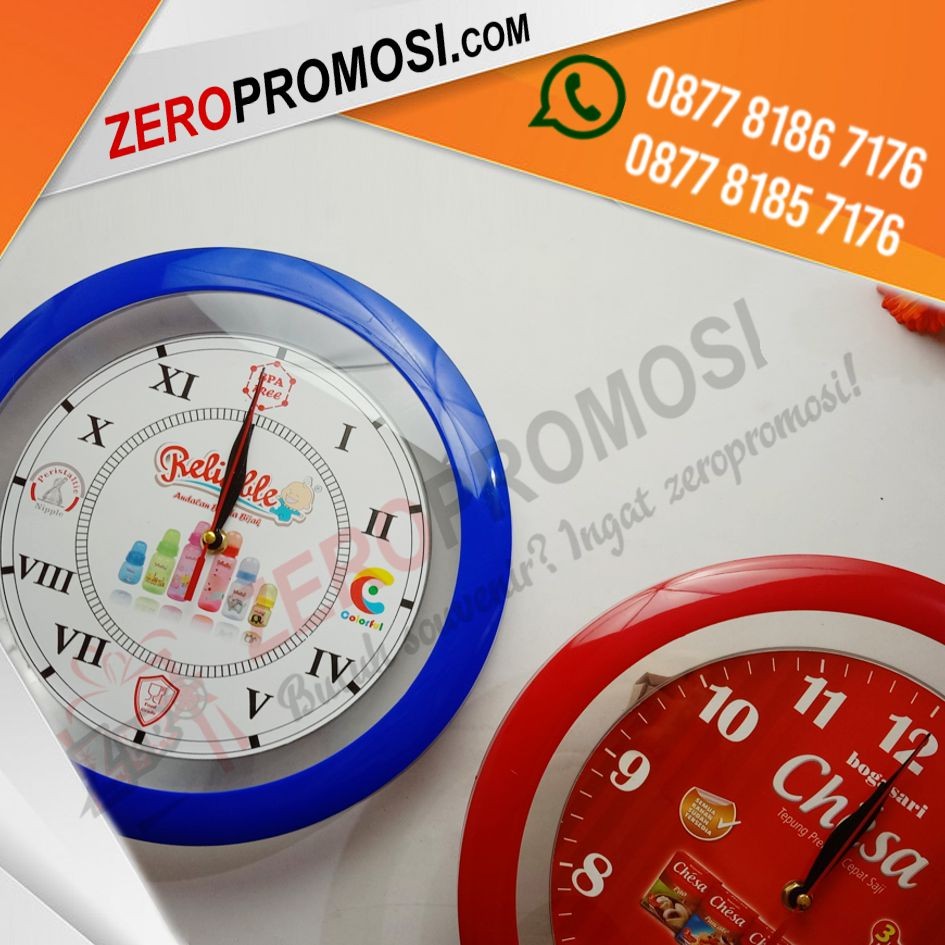 Souvenir Kantor Jam Dinding Unik 218T Frame Transparan Bisa Cetak Logo
