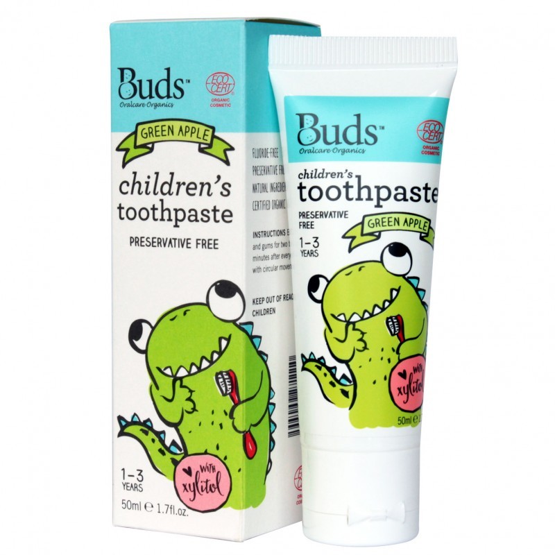 Buds Oralcare Organics Children's Toothpaste With Xylitol 50ml (1 - 3 Year) - Green Apple