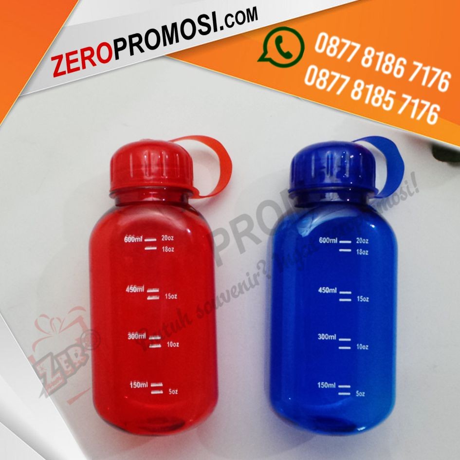 Souvenir Promosi Botol Minum Plastik Segi Empat 600ml