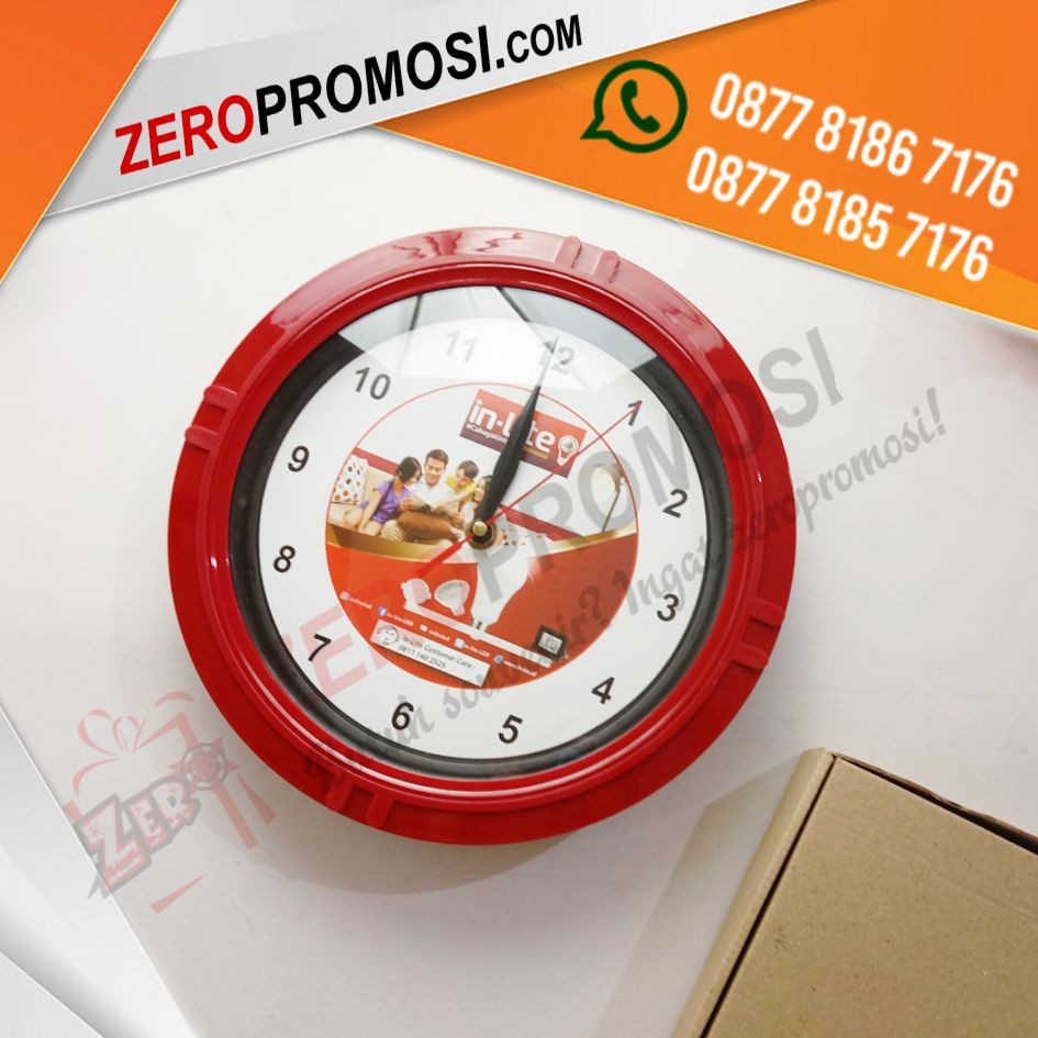 Produksi Souvenir Jam Dinding Unik Bulat Tipe 195H Custom Logo Full Color