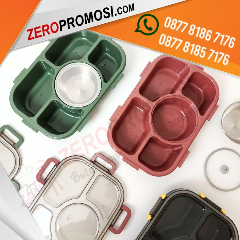 Kotak Bekal Bento 5 Sekat Dengan Mangkuk Sup Bisa Custom
