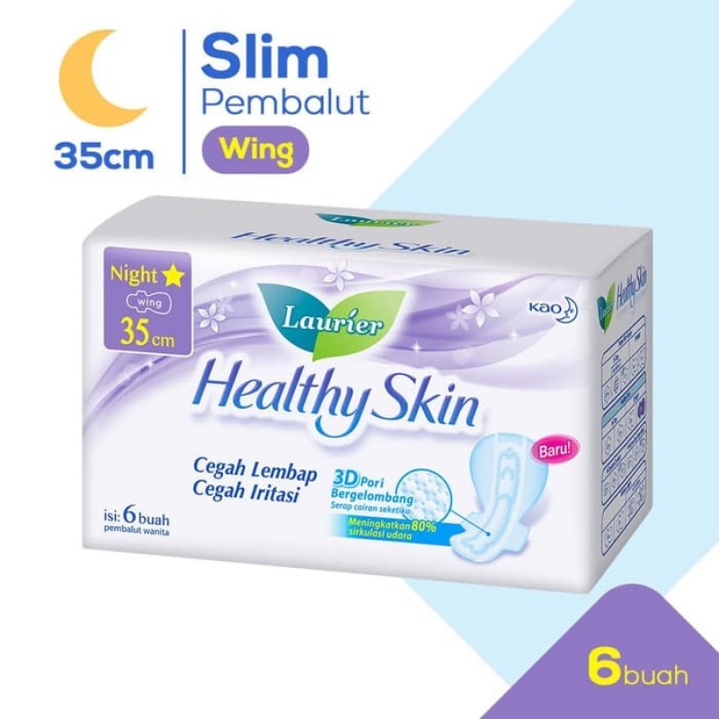 Laurier Healthy Skin Night Wing Pembalut Wanita 35cm - 6S