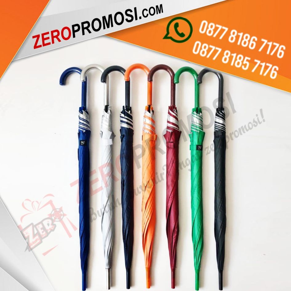 Souvenir Payung standar gagang J Sarung Kain Lapis Silver Custom