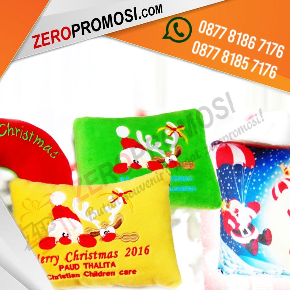 Souvenir Natal Bantal Kotak Custom Logo Christmas