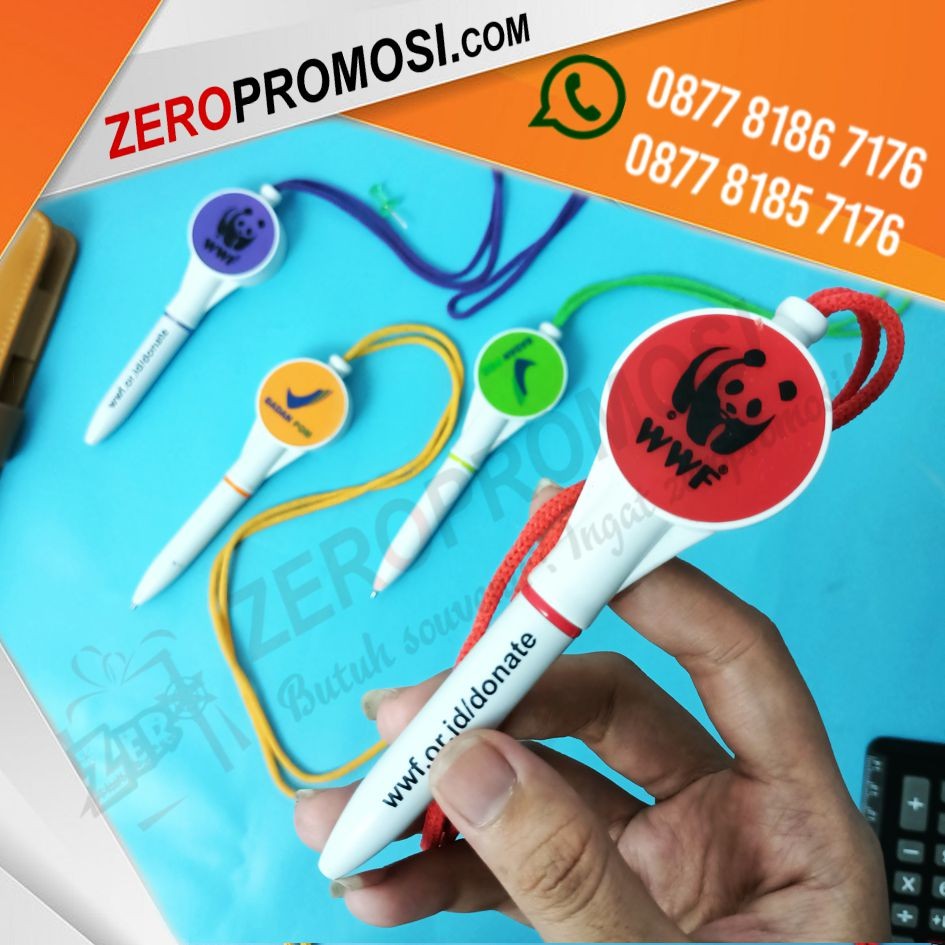 Souvenir Pulpen Plastik Raket Dengan Tali Custom Logo