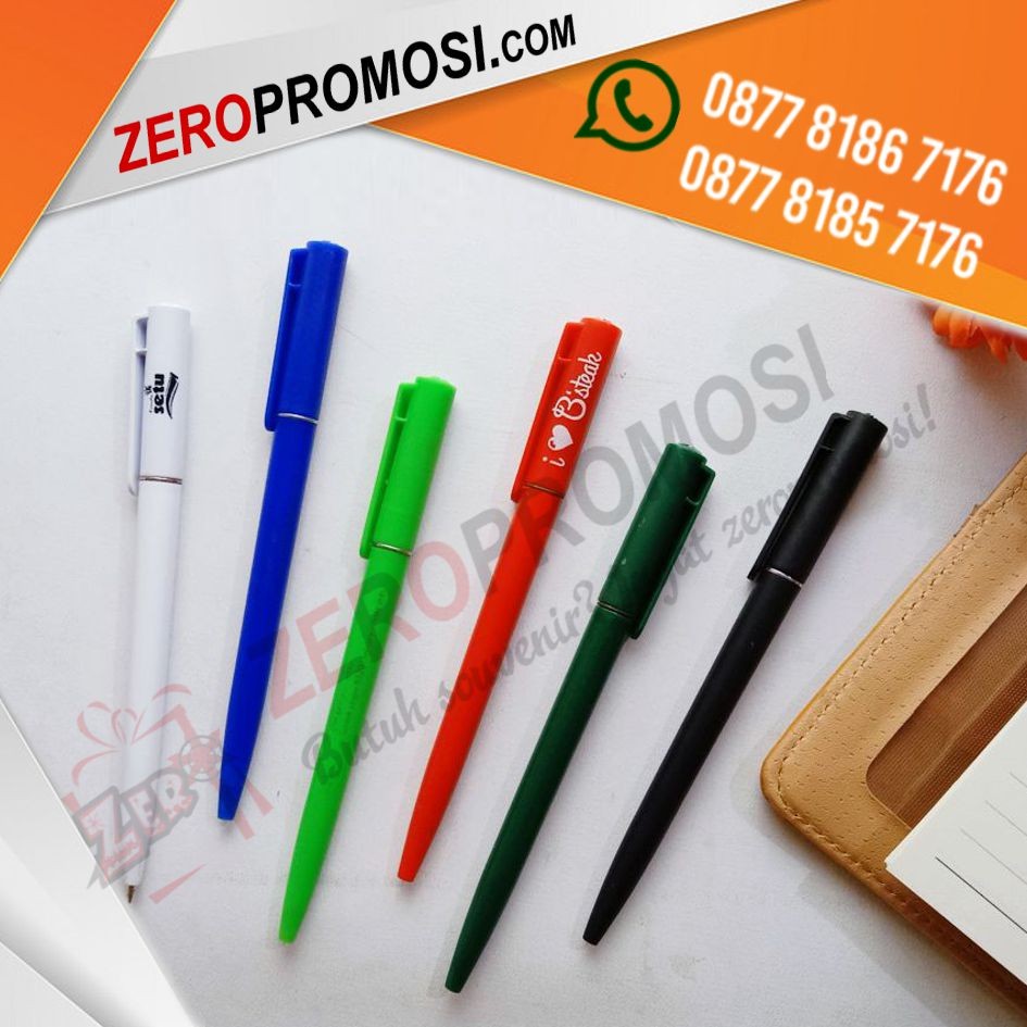 Souvenir Pulpen Hotel Plastik Putar Custom Logo Promosi