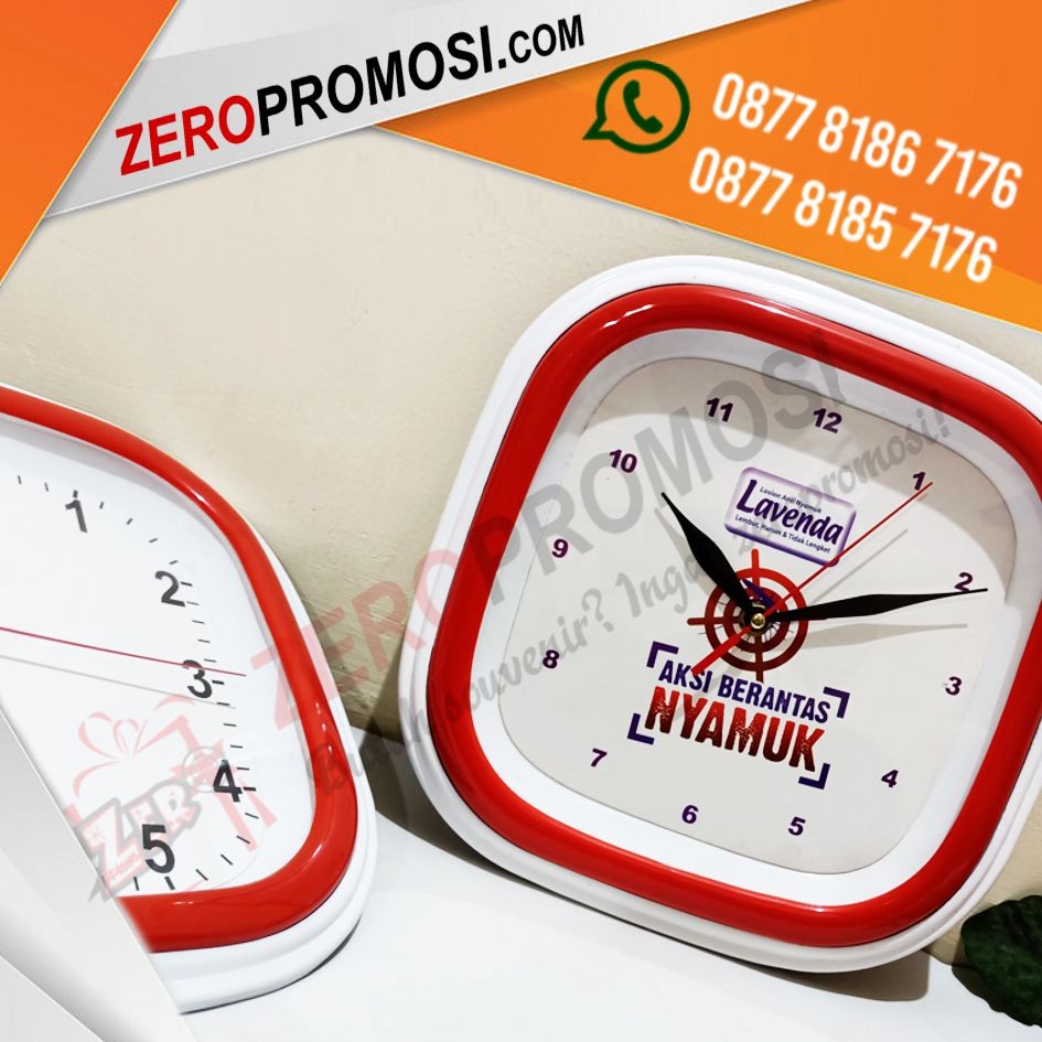 Souvenir Jam Dinding Kotak Cetak Logo Kode 185P