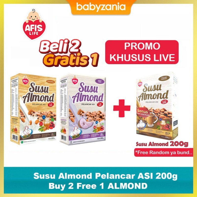 Afis Life Susu Almond Pelancar ASI Booster 200 gr Buy 2 Free 1 ALMOND