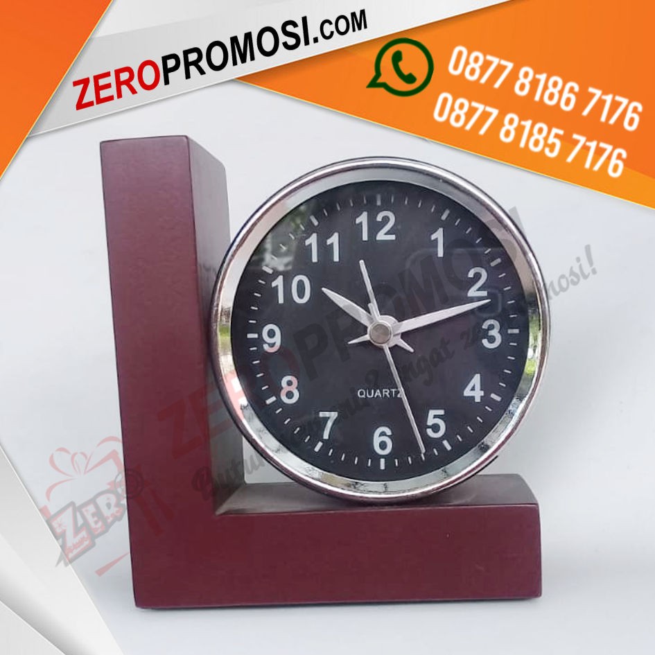 Souvenir Jam Kayu Custom logo bentuk L