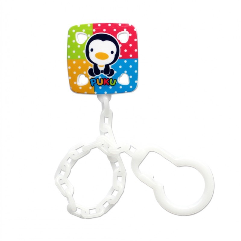 Puku Pacifier Clipper Pengait Dot Bayi Gantungan Empeng Penguin Putih