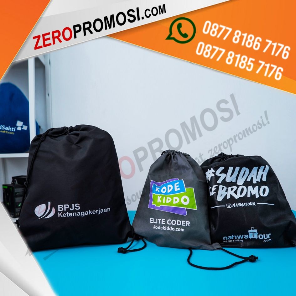 Merchandise Tas Serut Blacu Murah Custom Logo Promosi