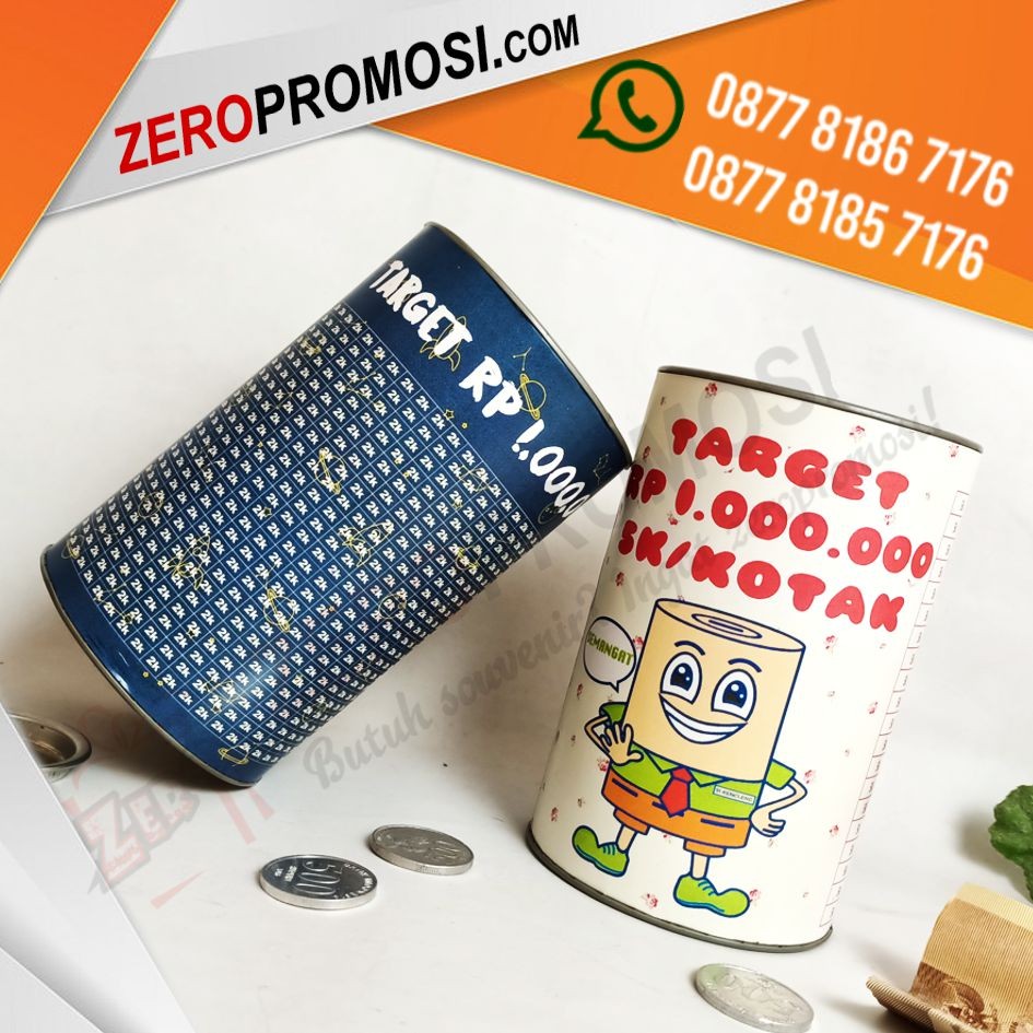 Souvenir Celengan Target Custom Design dan Nominal Ukuran S Murah