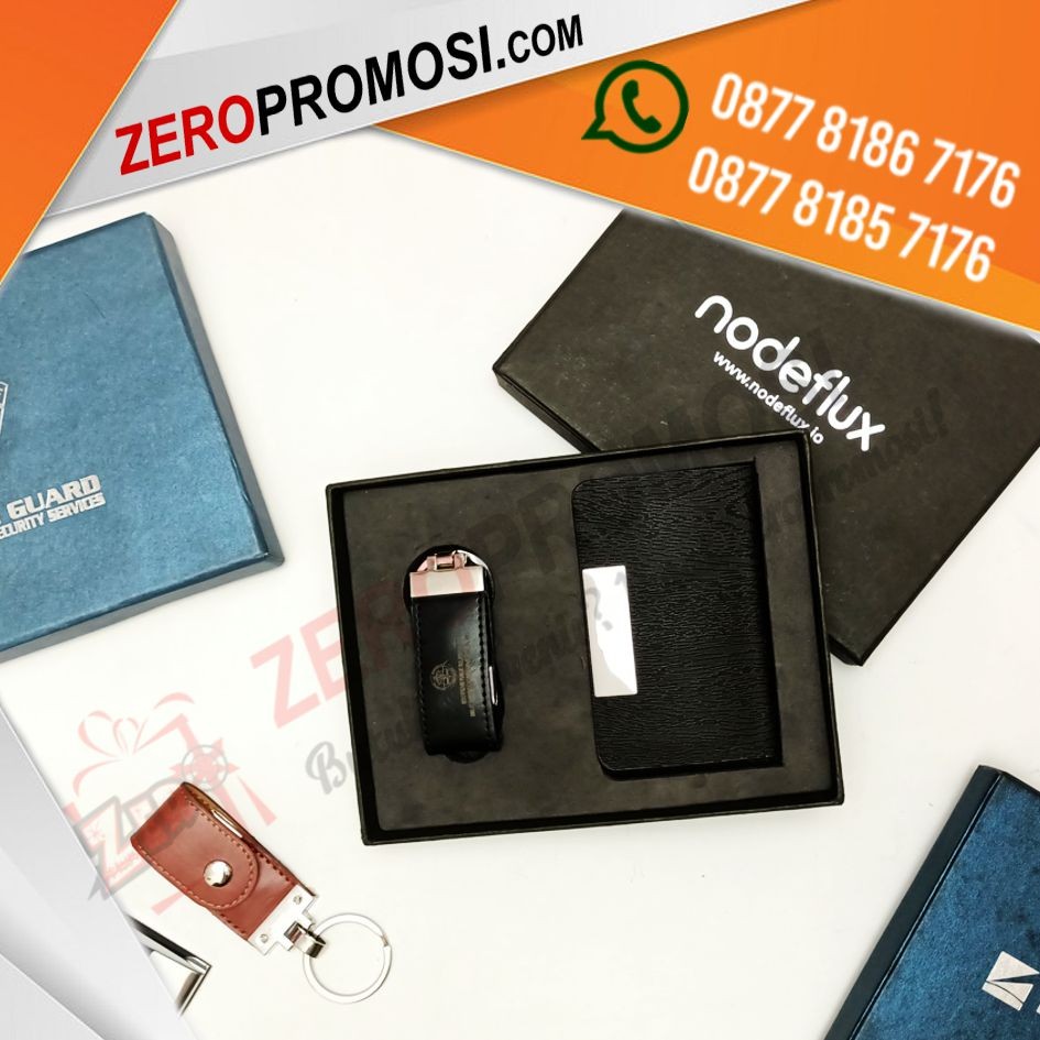 Souvenir Gift Set 2 in 1 Isi Namecard Holder dan Flashdisk
